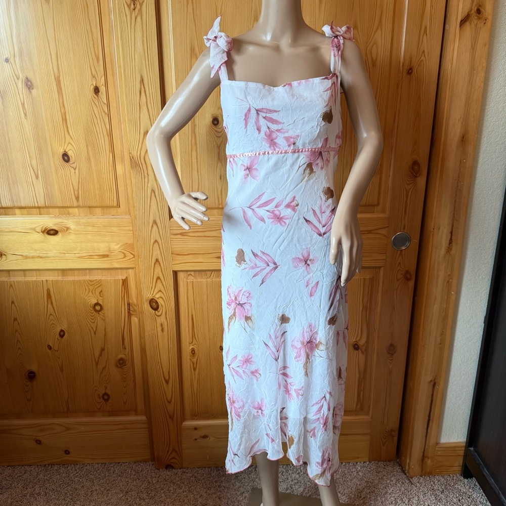Vintage Y2K Fairy Dress Size 9 Babydoll Whimsical Pink Floral Feminine Bows